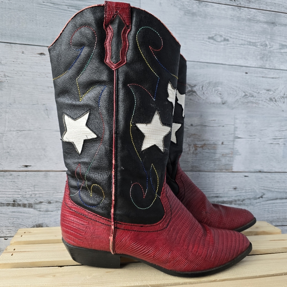 The Leather Collection Cowgirl Western Star Boots Womens Size 8